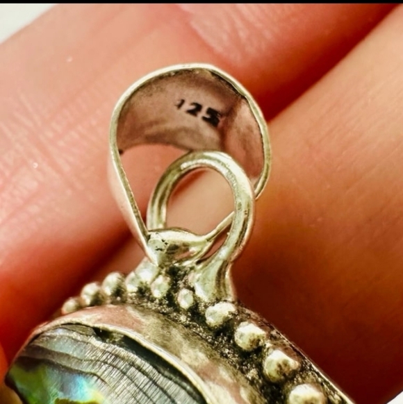 Sterling Silver Abalone Shell Pendant Necklace - Picture 6 of 10